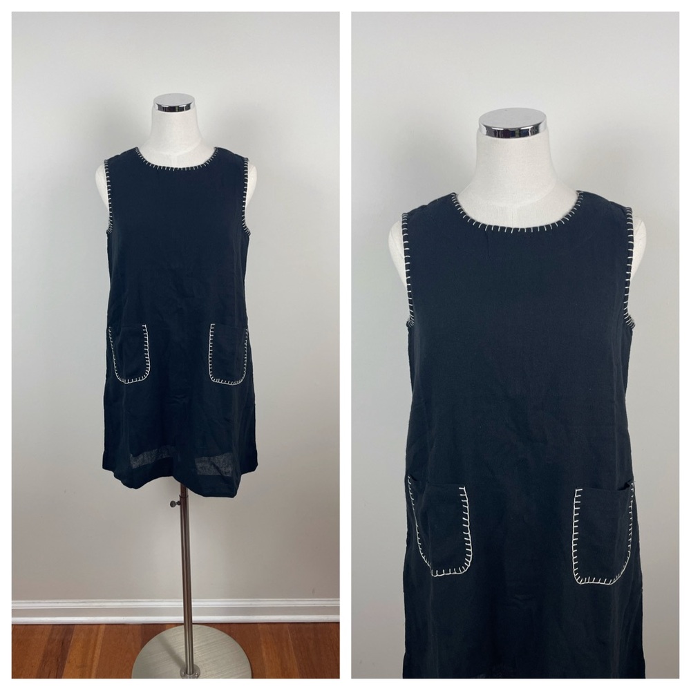Elizabeth James The Label Black White Stitching Khadi Dress New Women XS